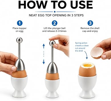 Egg Topper for Boiled Eggs, 304 Stainless Steel Boiled Egg Cutter & Opener