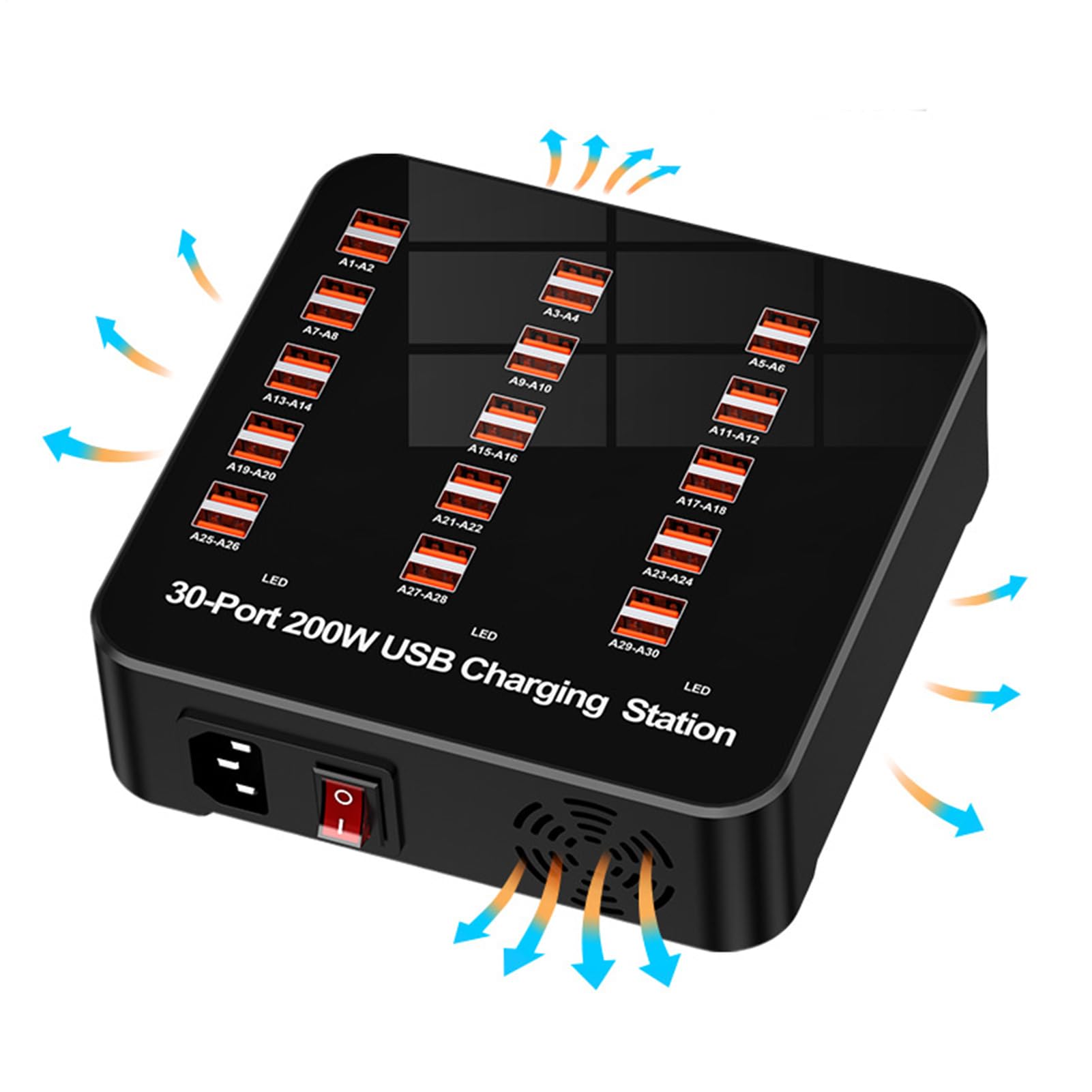 Estación de Carga USB Base de Carga Múltiple Puertos | Enchufe Inteligente para Teléfono Portátil Casa Coche Dormitorio Cocina Escuela Tableta