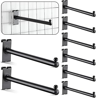 Pack of 10 Gridwall Hooks 12 Inches Straight Arm Faceout with One Ball Grid Wall Hangers Metal Grid Wall Panel Shelf Bracket Gridwall Accessories, Black