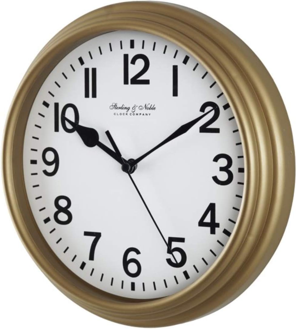 Sterling & Noble 8.75 Analog Wall Clock Gold Home & Kitchen