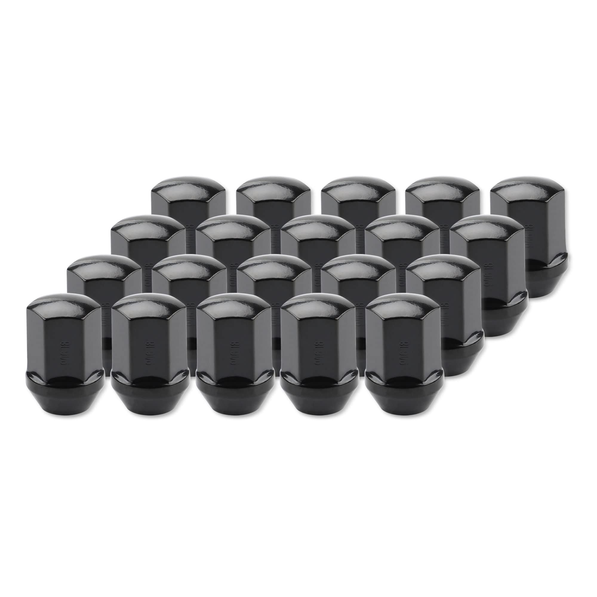 20 PCS 9/16-18 Pitch Studs Wheel Lug Nuts, 1.5 inch Height OEM Factory Style Acorn Seat Lug Nuts, Black Finish, 7/8" Hex, 60 Degree Conical Seat