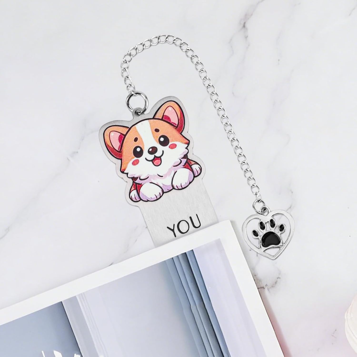 Dog Book Markers, Zinc Alloy You Pawsed Here Bookmark Cute Dog Mom Gifts Funny Reading Accessory for Men Women (Corgi) - Image 6