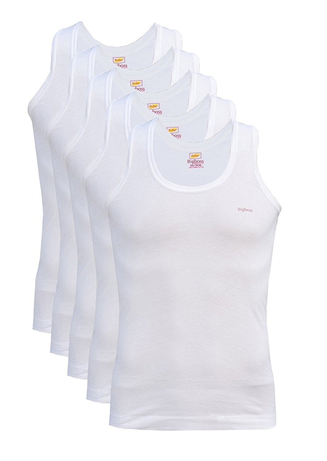 dollar BigBoss Men's Cotton Sleveless Vest Pack of 5 (Size :80 cm) White-picture-54