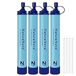Personal Water Filter Straw Outdoor Portable Filtration Emergency Survival Gear Water Solutions Tactical Gear for Hiking Camping Accessories Travel Hunting Fishing Outing Backpacking (4 Pack)