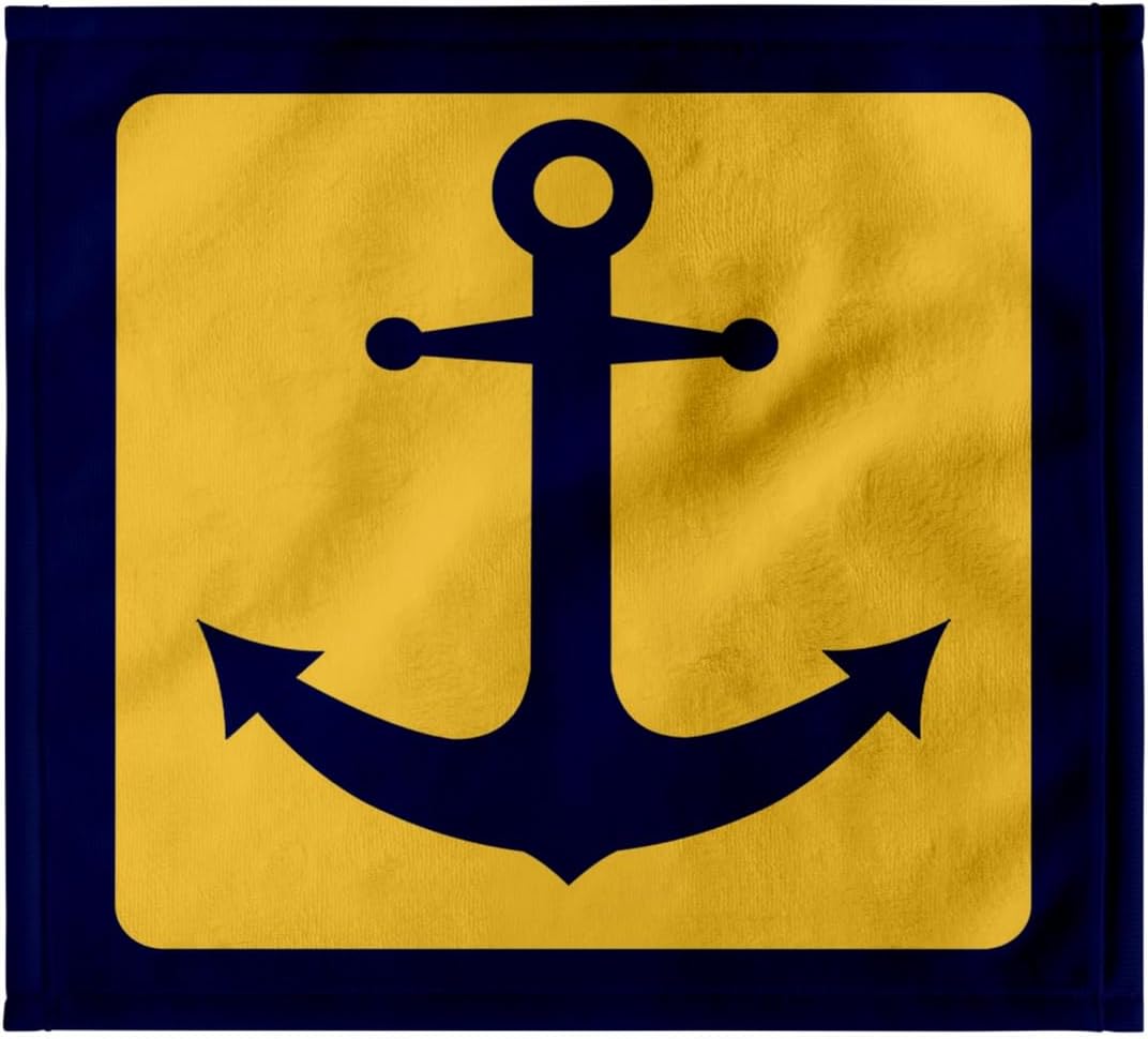 3dRose Blue and Yellow Nautical Anchor Design 22x30 Bath Hand Pool Towel