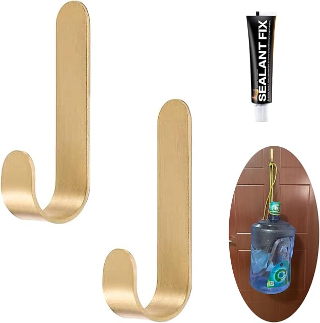 Brass Towel HooksSelf Adhesive Hooks Heavy Duty Brass Robe Hooks for Door Wall Decoration ,Brass Hooks for Bathroom Kitchen,Towel Robe Hat Hangers (2 Pack Large)