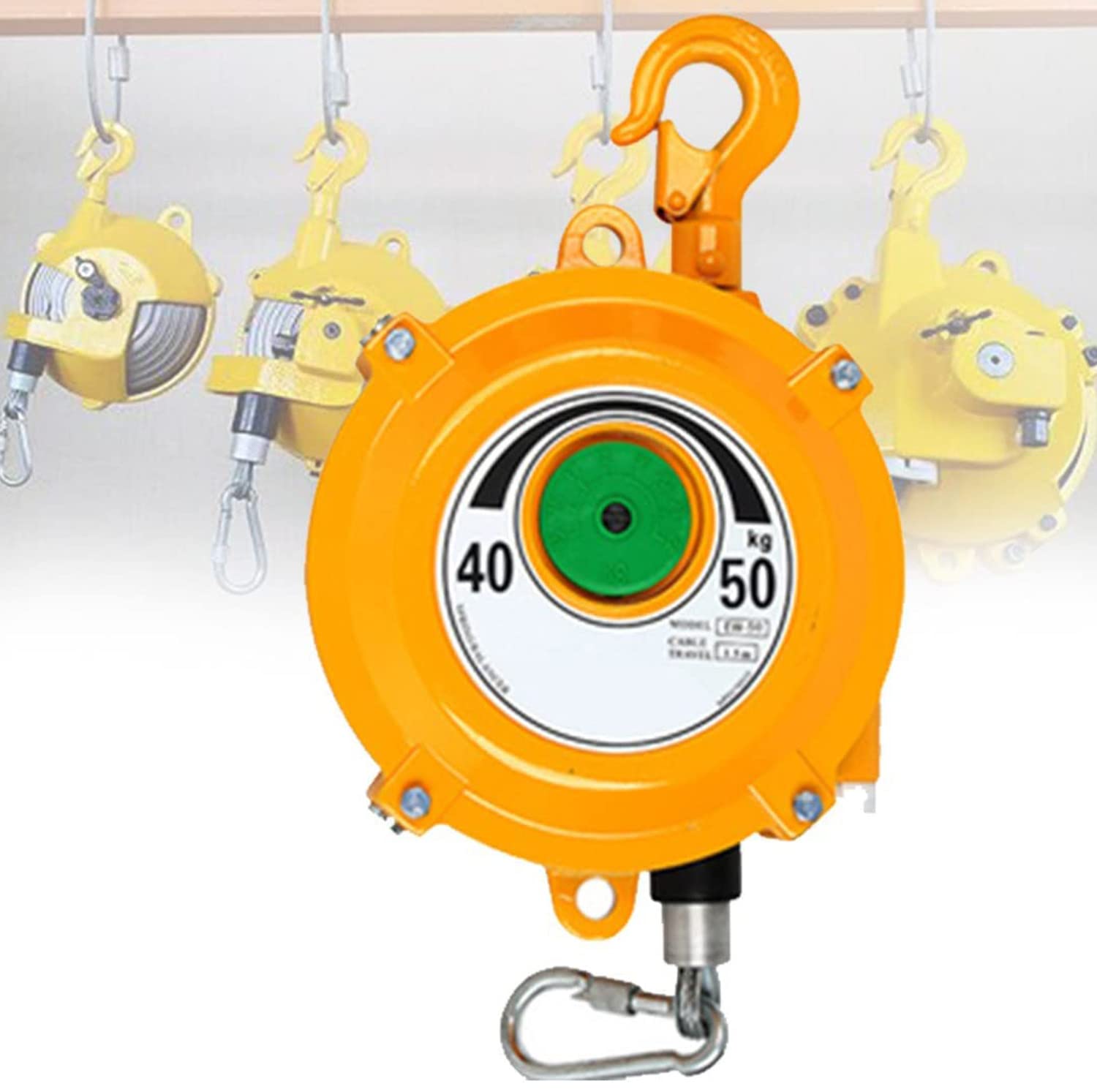 Equilibrador de herramientas de resorte retráctil ajustable, soporte multifunción duradero para fijar y colgar, capacidad de 140-160 kg, ideal para uso en talleres y garajes