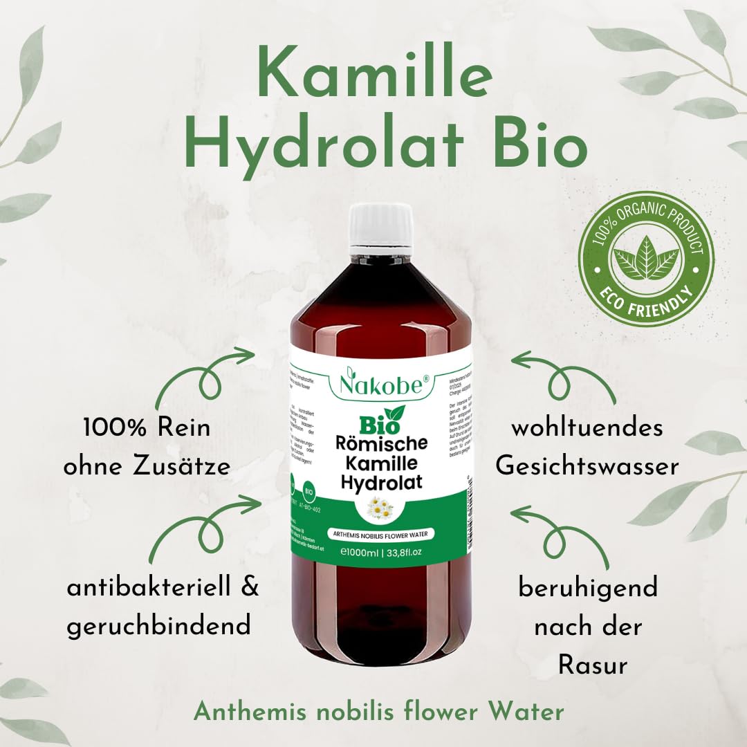 Idrolato biologico di camomilla romana – 1000 ml – Arthemis organico puro Nobilis acqua fiorita – 100% naturale – Cura lenitiva della pelle
