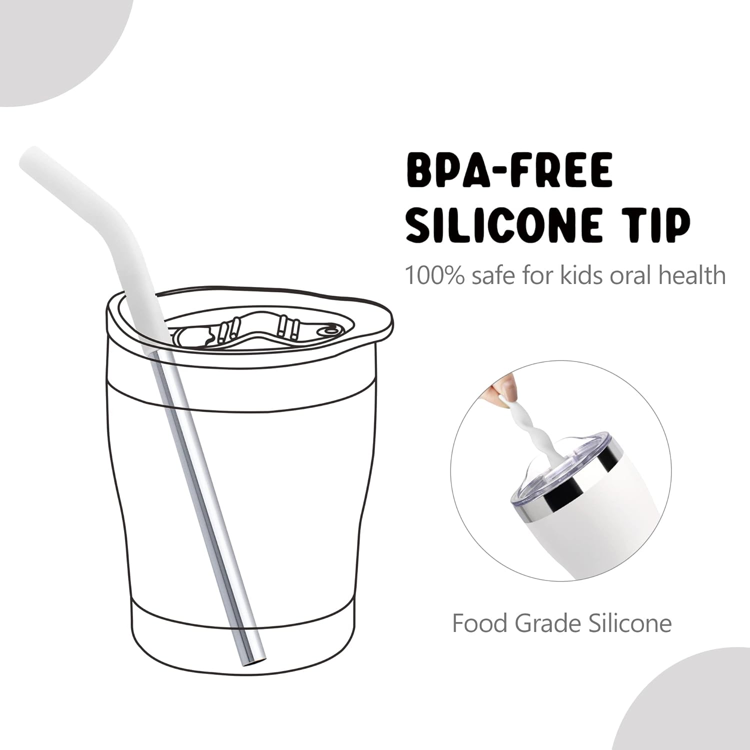 Kids Tumbler-9 oz Stainless Steel Vacuum Insulated Tumbler with Lid and Straw-Metal Water Cup for Kids,BPA Free (White) - Image 7