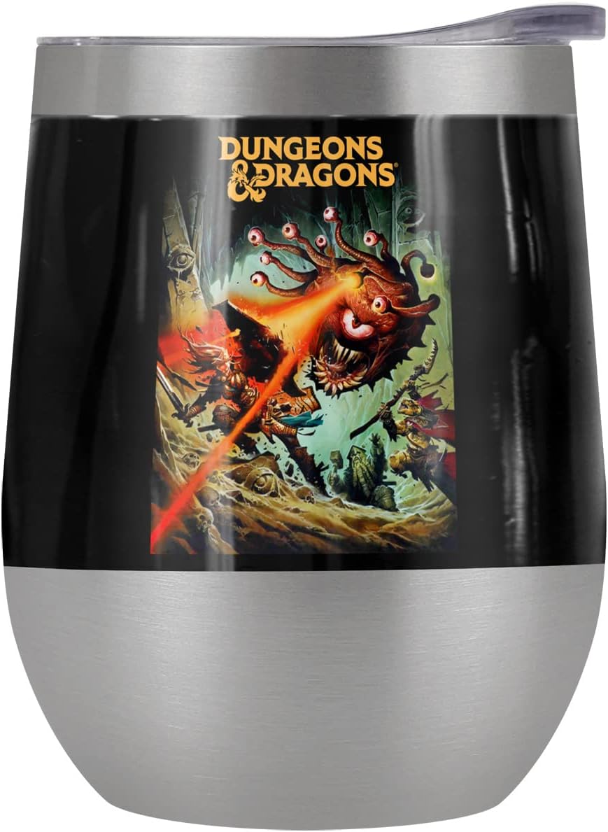 Dungeons & Dragons OFFICIAL Tarrasque 12 oz Stemless Tumbler, Stainless Steel Travel Cup|Lake Tumbler|Insulated with Leak Resistant Slide-Lock Lid