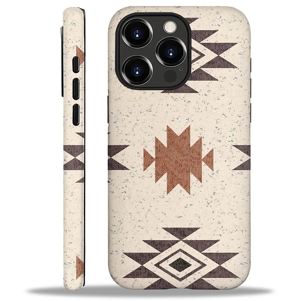 WANKBLC Compatible with iPhone 16 Pro Matte Case, Western Boho Aztec Pattern for Girl Full Body Design Soft Silicone Drop Shock Scratch Protection