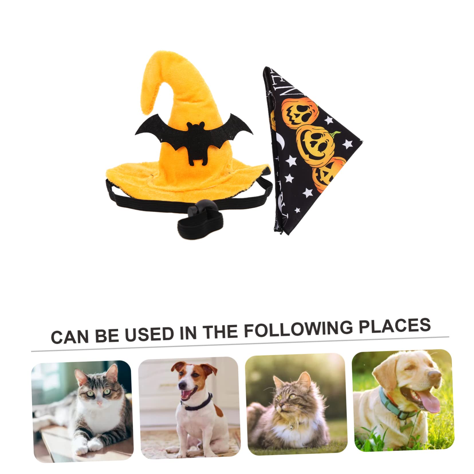 BESPORTBLE 5juegos Disfraz De Halloween para Mascotas Sombrero De Calabaza y Bandana Decorativa Conjunto para Gatos y Perros para Fiestas y Fotografía