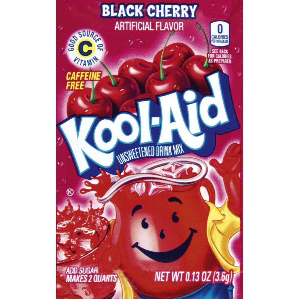 Kool Aid Black Cherry unsweetened drink mix, .13 oz, 48 count, Pack of 4