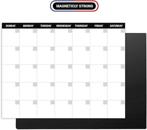 Miniatura 3 de Calendario magnético mensual de borrado en seco, 8.5 x 11 pulgadas, con marcador magnético (negro)