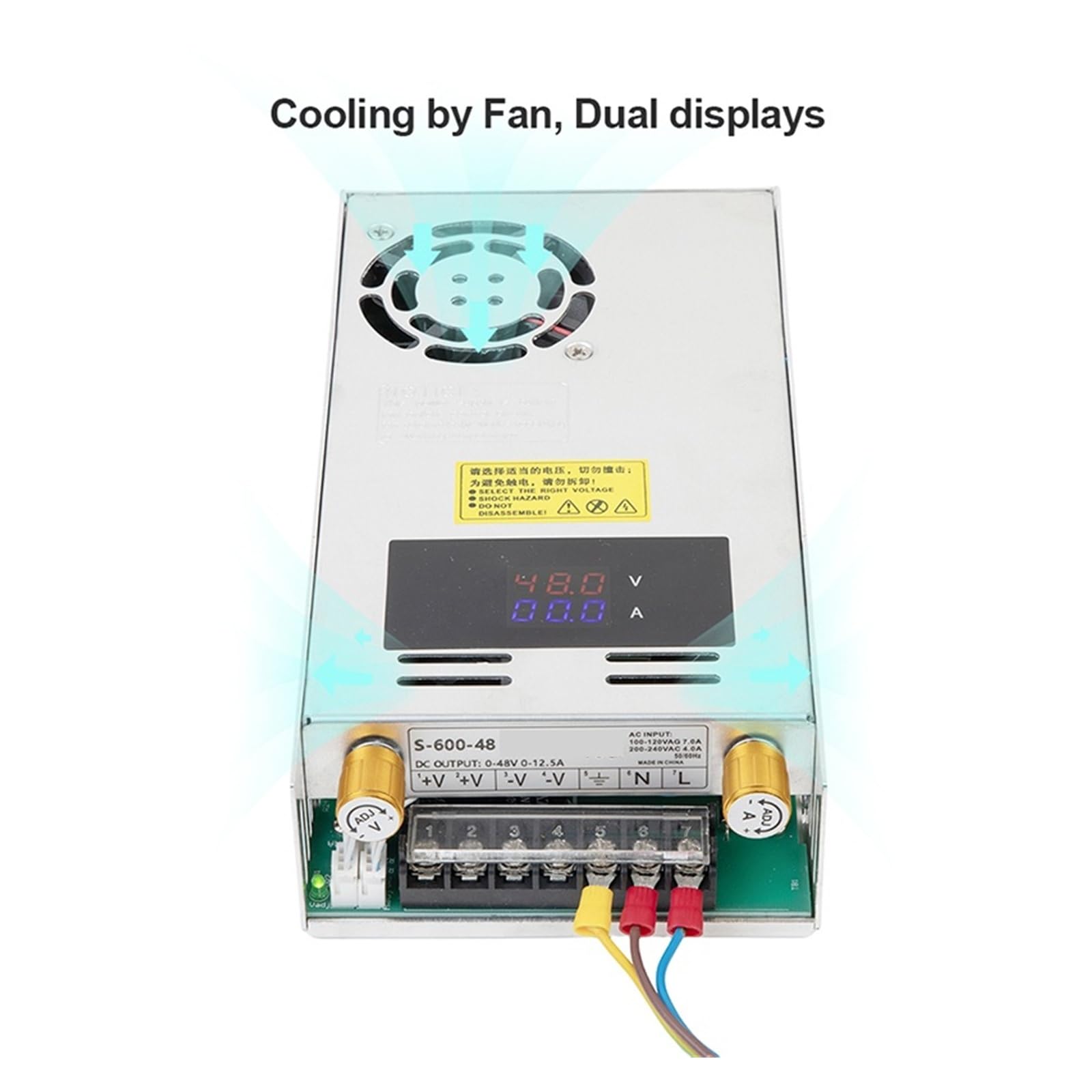 Alimentatore switching CC regolabile da 600 W con doppio display, tensione e corrente costanti 12 V, 24 V, 36 V, 48 V CA a CC Con funzione di memoria(0-12V 0-45A)