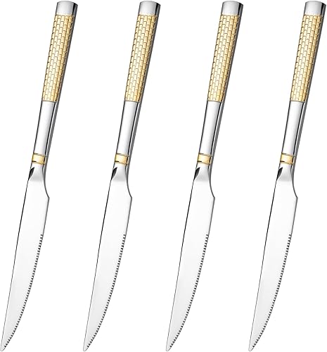 Juego de 4 cuchillos de cena de acero inoxidable, cuchillos de mantequilla, cubiertos para el hogar, cocina, restaurante