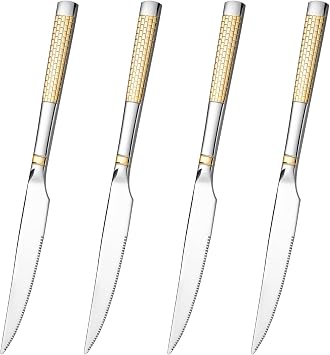 Dinner Knives Set of 4 Stainless Steel Dinner Knife Butter Knives Silverware Cutlery Knife Set for Home Kitchen Restaurant