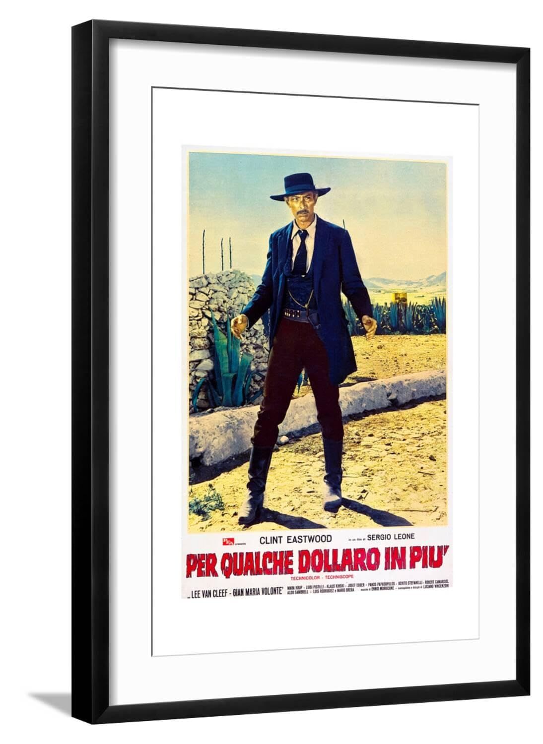 ART.COM Wall Art Print For a Few Dollars More (aka Per Qualche Dollaro In Piu), Lee Van Cleef on Italian poster art, 1965 on Black Frame, 21" x 29"