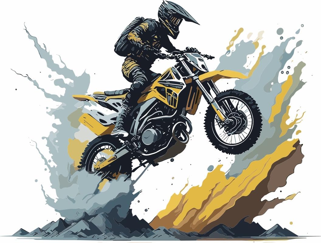 Bike Wall Sticker for Living Room, Bedroom, Kids Room, Big Size Sticker, 3D Sticker of Royal Enfield, PVC Vinyl Wall Sticker (Size - 60 Cm X 56 Cm) (Bike 7)