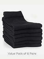 Vista 6 de COTTON DAY Calcetines unisex de algodón suave para niños y niñas, con puntera sin costuras, color negro, blanco, gris, azul marino, paquete de 6