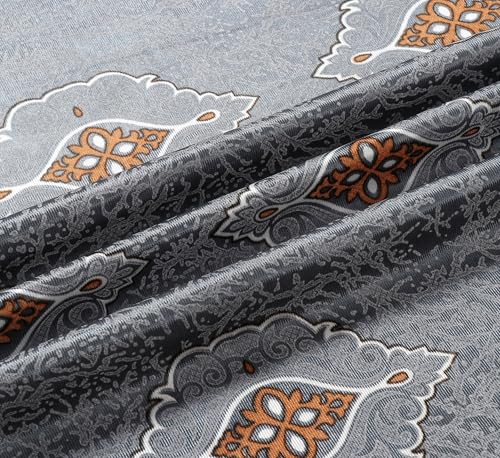 Image of Room Darkening Curtains for Door & Windows, Living Room, Bedroom, Eyelet, Parda, Printed, Pack of 1, Grey, 4 x 7 Feet