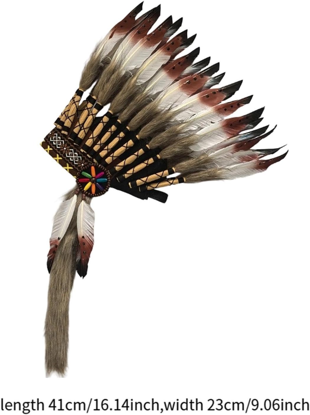 Colaxi Indian Artificial Feather Headdress, American Chief Indian Native Hat, Indian Headwear for Men and Women