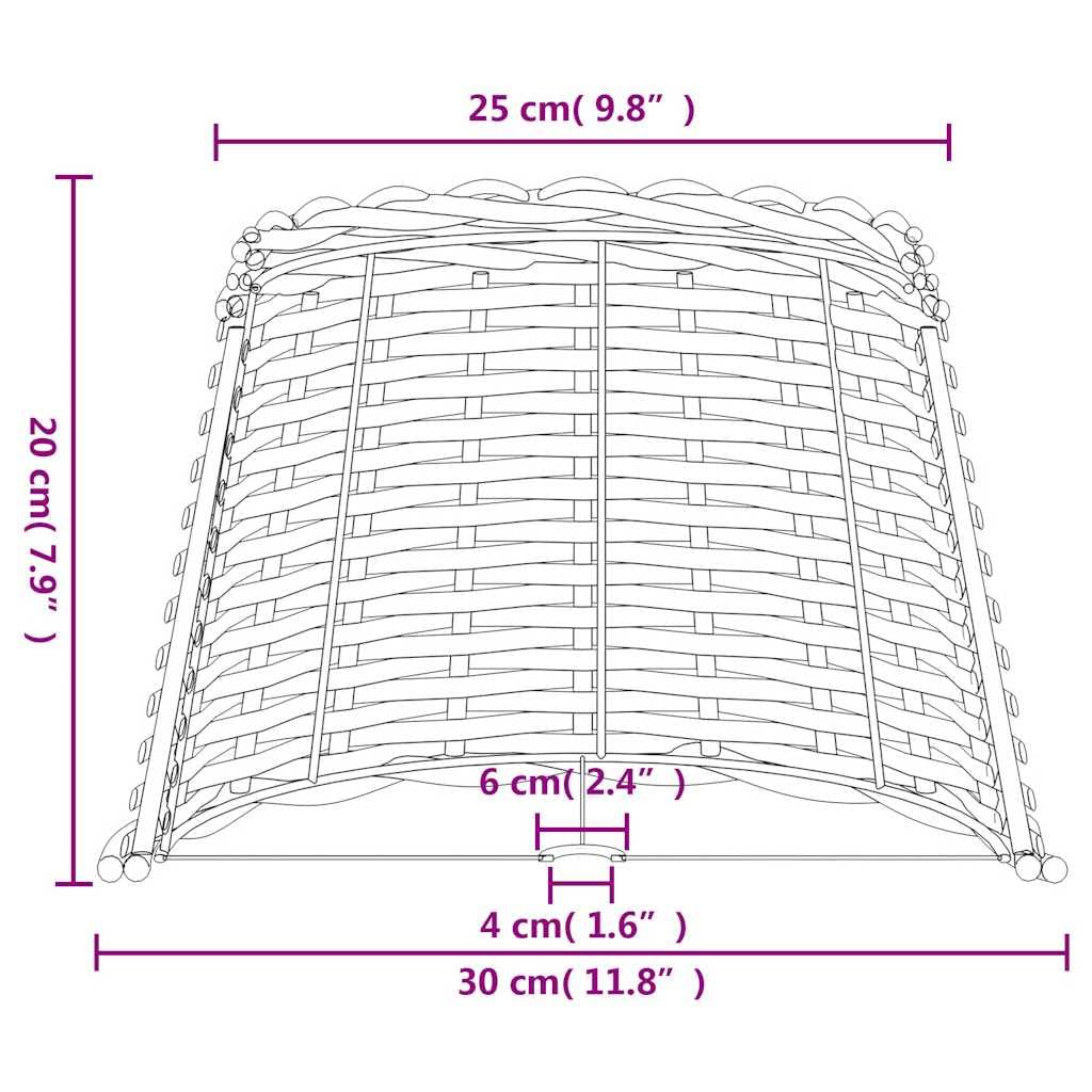 vidaXL Pantalla para lámpara Mimbre marrón Ø30x20 cm, Pantalla de lámpara de Techo, Pantalla de lámpara de mesilla, Pantalla de lámpara de Mimbre
