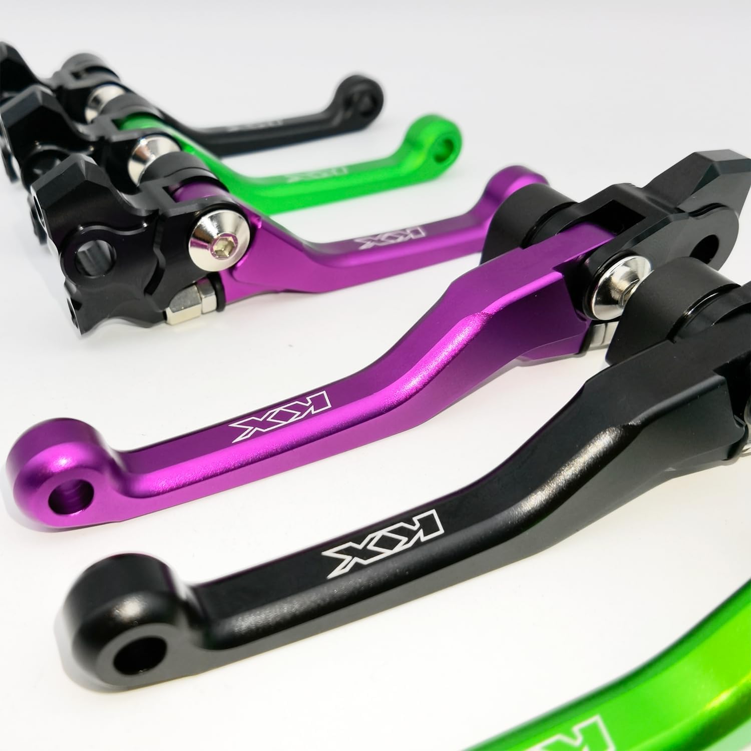 Dirt Bike CNC Pivot Black Brake Clutch Levers Adjustable Compatible with KX450 2019-2023 | KX450X 2021-2023 | KX450SR 2022-2023 | KX250 2021-2024 | KX450F 2019-2022 (Purple)