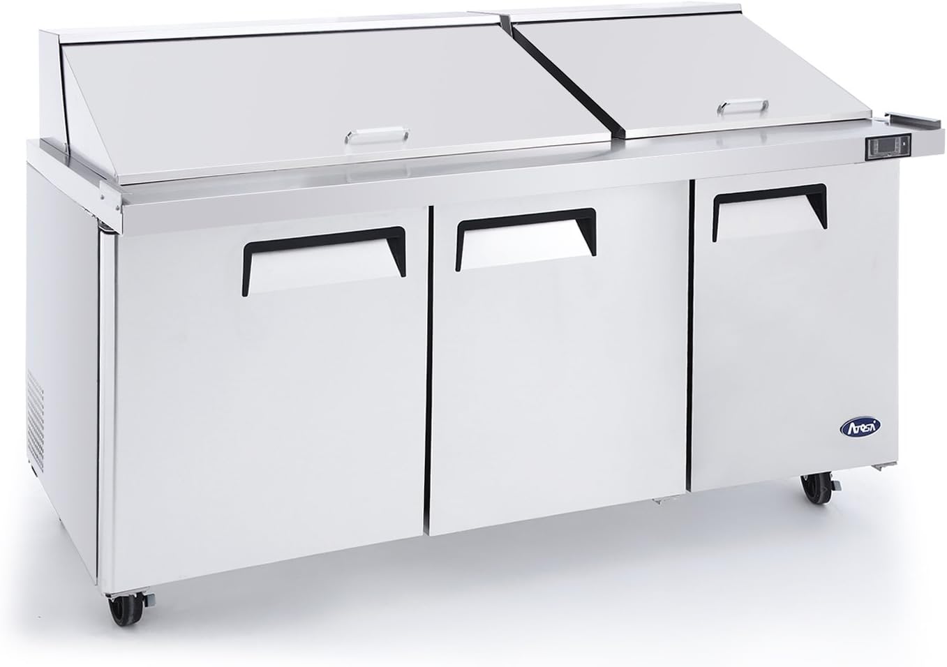 Atosa MSF8307GR 60" Mega-Top Sandwich Salad Prep Table Refrigerator for Restaurant Deli Cafeteria | 24 (1/6 Size) Pans, 17.2 Cu Ft Capacity, 9-1/4" Cutting Board, 2-Section | Stainless Steel, 115V