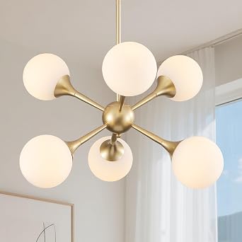 26 6-Light Vintage Gold Glass Sputnik Chandeliers