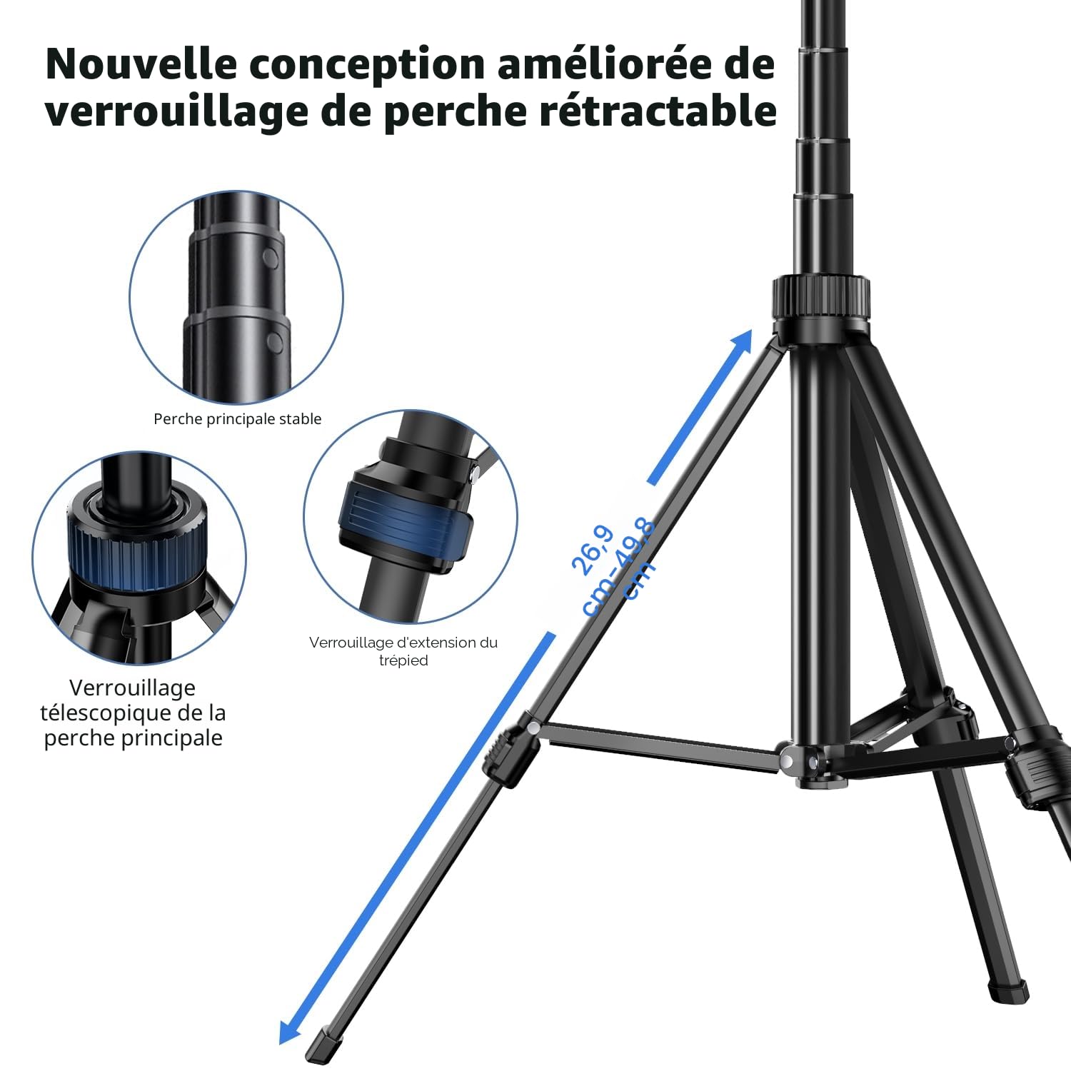 yAyusi Trépied de Suivi Automatique du Visage avec Lumière, 360° Rotation 180CM Perche Selfie Trépied de Téléphone avec Télécommande, Support Caméra Téléphone avec Capteur Mouvement pour Vlog/Vidéo