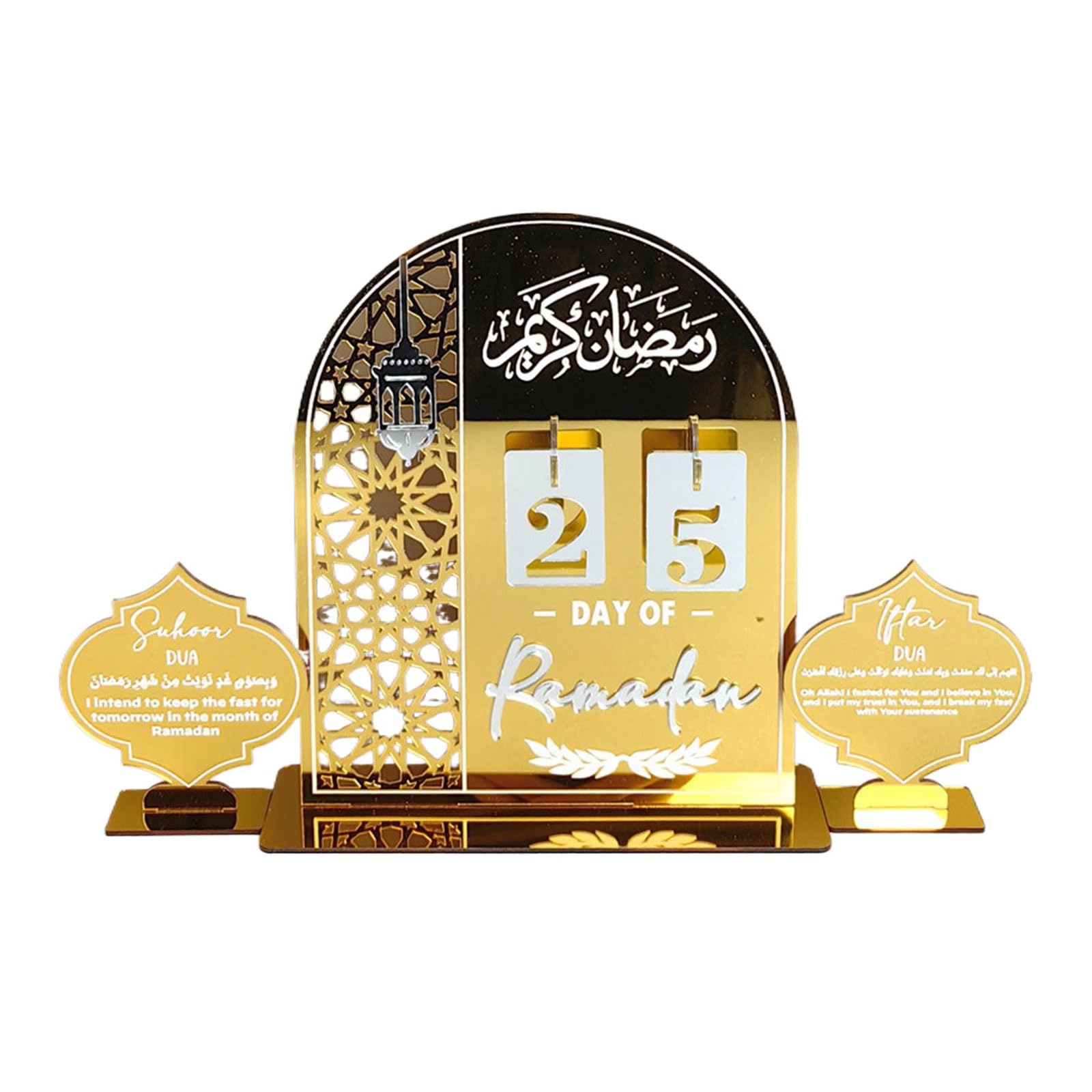 Carotoe Gold Delicate Acrylic Eid Decors Middle Eastern Styles Countdown Display Ornament Acrylic Decorations For Festival Settings Seasonal Countdown Stand