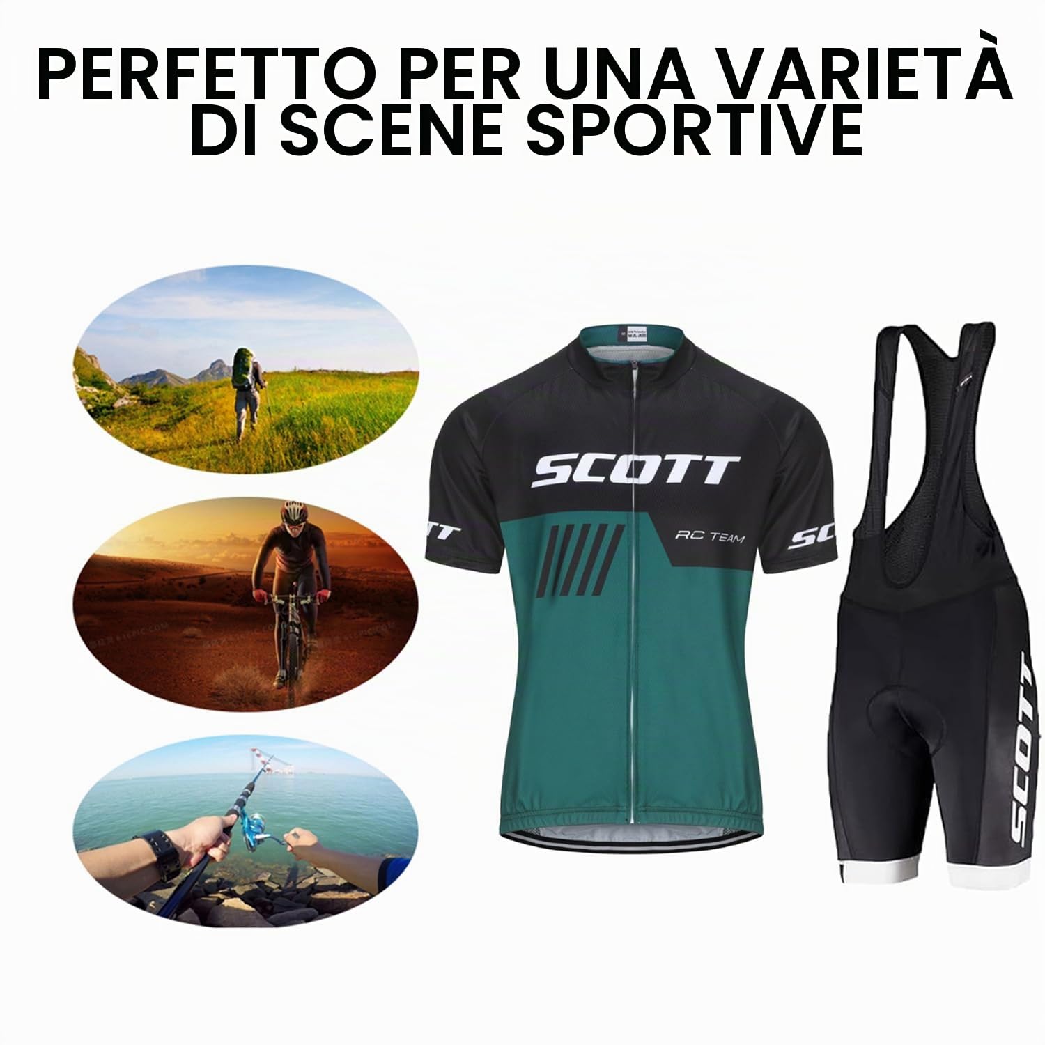 Set Abbigliamento Ciclismo Uomo Estivo - Elegante e Funzionale Body da Ciclismo Con Pantaloncini Imbottiti in Gel 19D Traspirante e Ad Asciugatura Rapida (M, Verde)