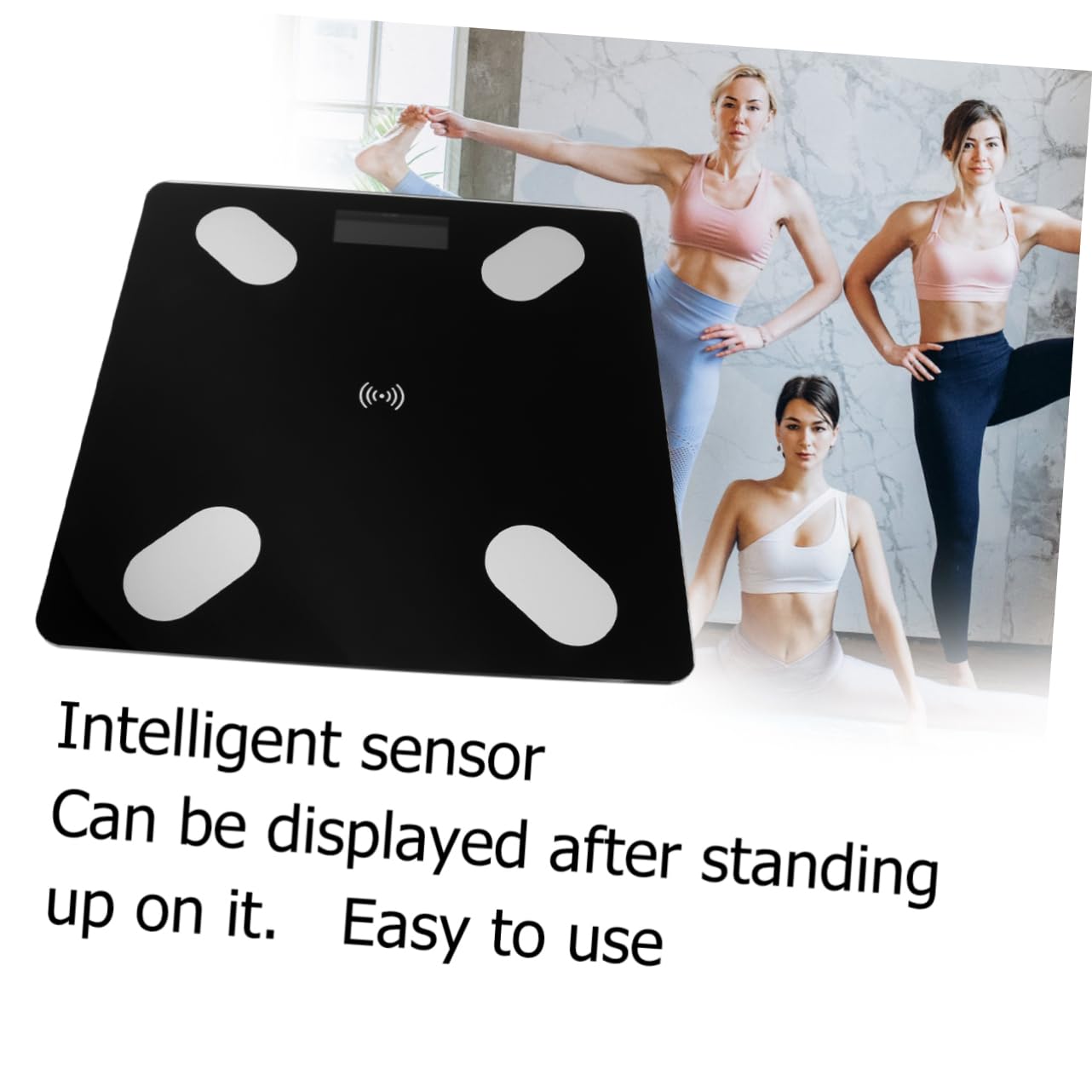 Bilancia Impedenziometrica Smart Nera in Abs e Vetro Temperato | LED Digitale, Sincronizzazione Automatica Smartphone, Trasmissione Wireless