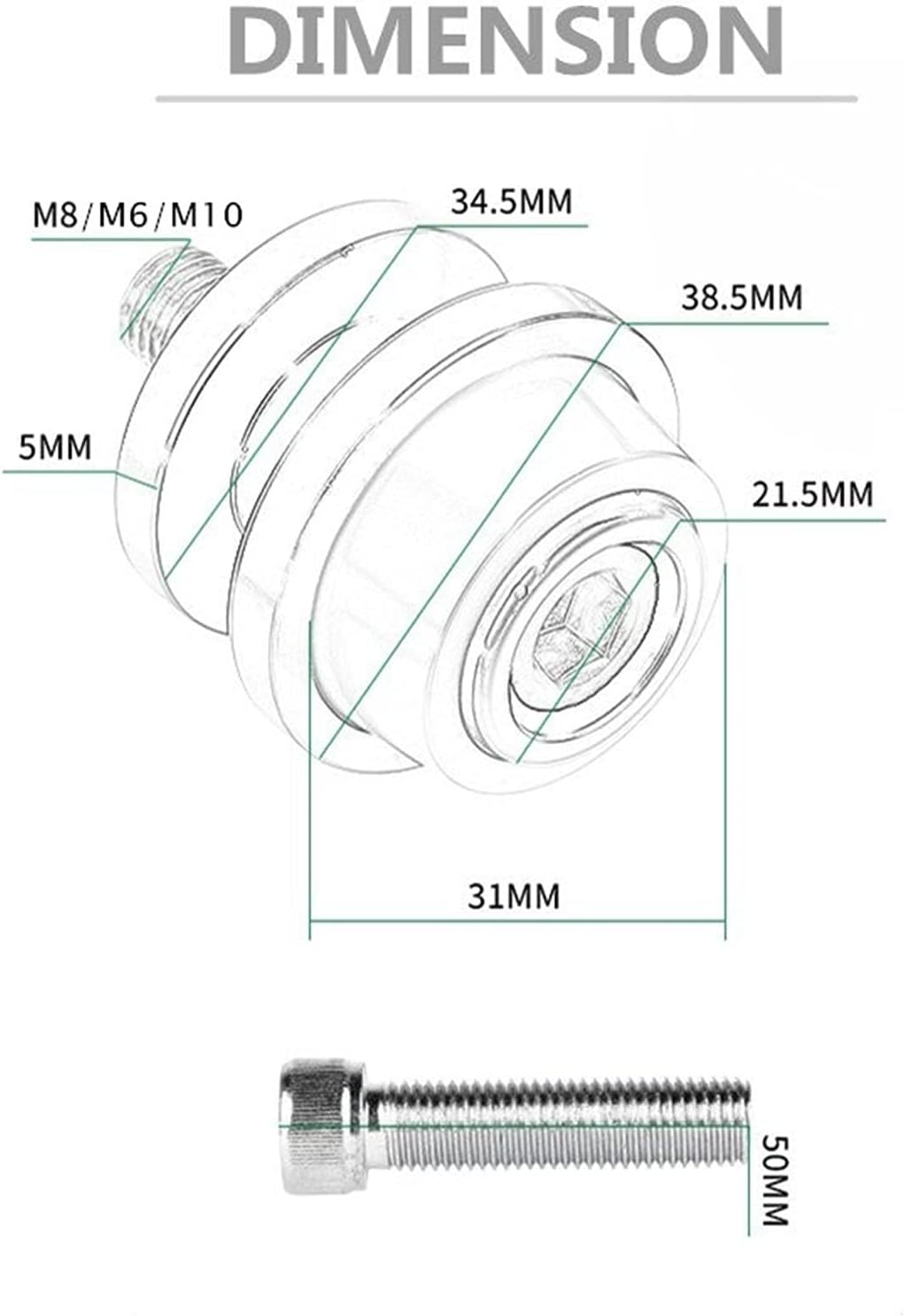 Motorcycle Accessories 6MM Stand Screws CNC Aluminum Swingarm Slider Spools for Yamaha XS750 XS 750 1977-1979 1978 Swing Arm Bracket Screw (Color : Blue)