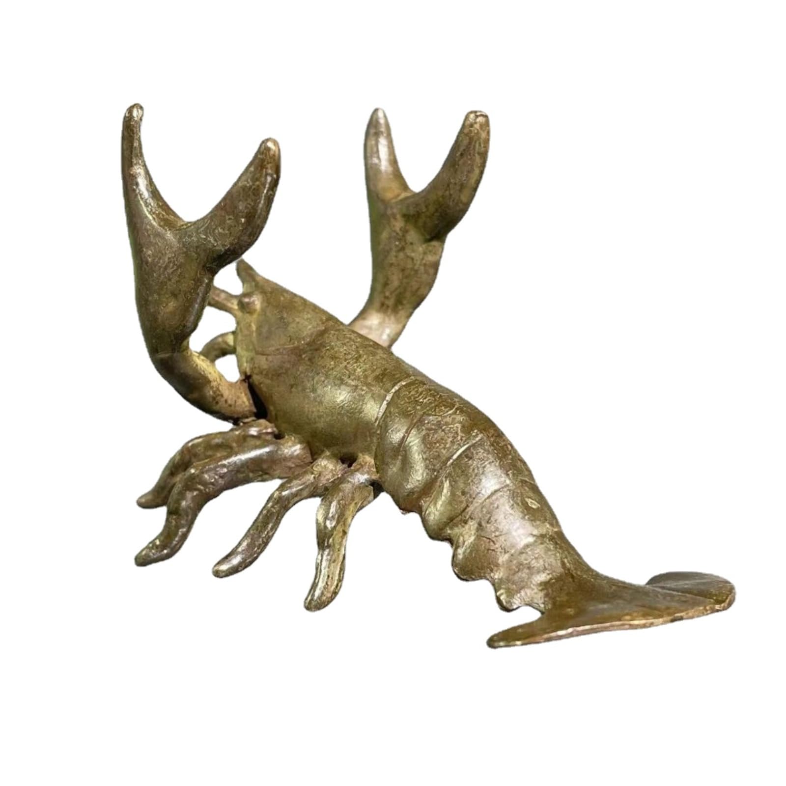 NGDFGR Retro Brass Crayfish Model Miniature Figurines,Bronze Marine Animal Lobster Statue Sculpture Crafts Collection Desktop Ornament Bonsai Micro Landscape Sand Table Decor