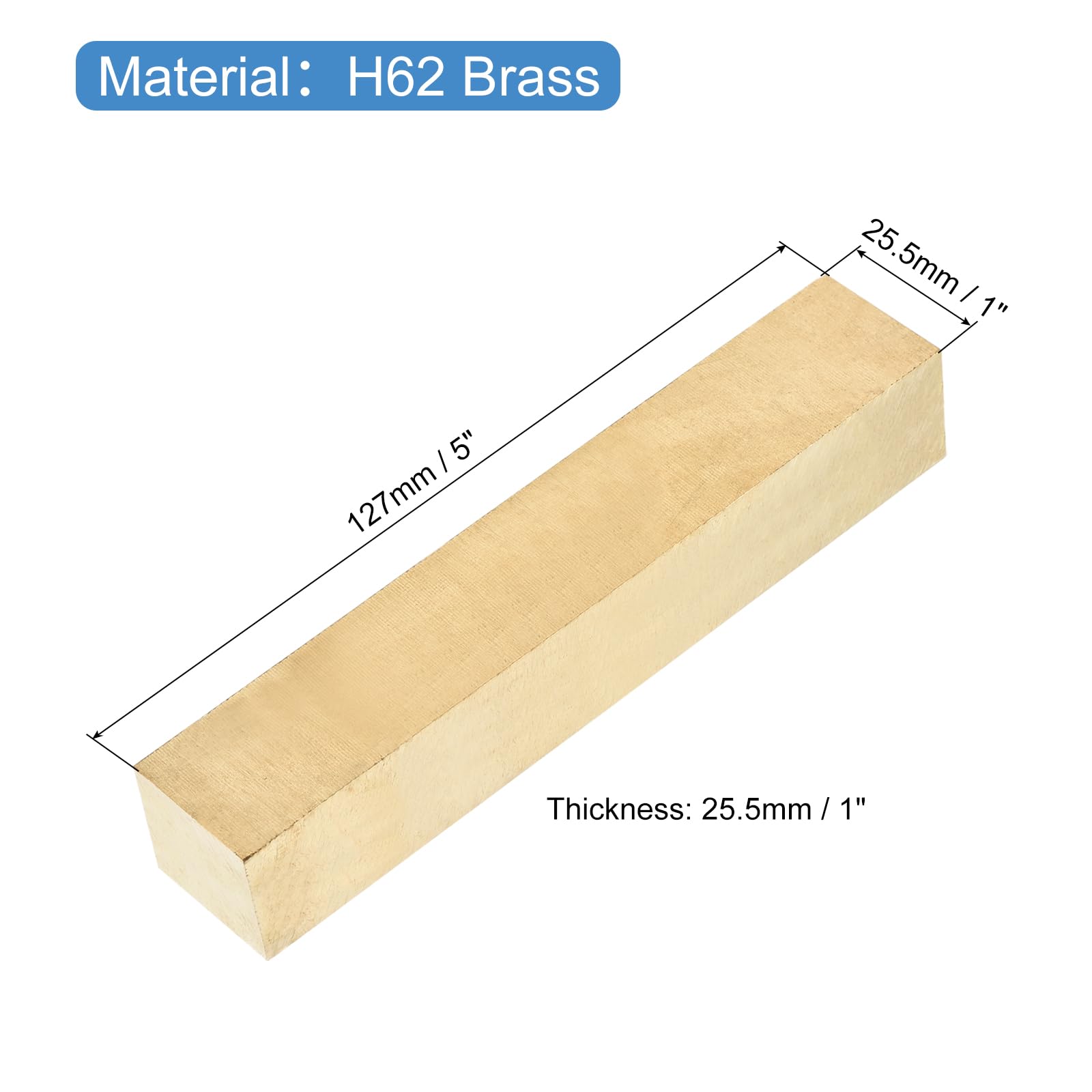 Produktbild von H62 Messing Flachstange 2,5x2,5x12,7cm – Massiv, Poliert, Für DIY Und Industrie