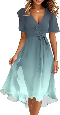 Spring Summer Chiffon Midi Dresses for Women 2025 Elegant Classy Wedding Guest Floral Formal Cocktail Prom Dress