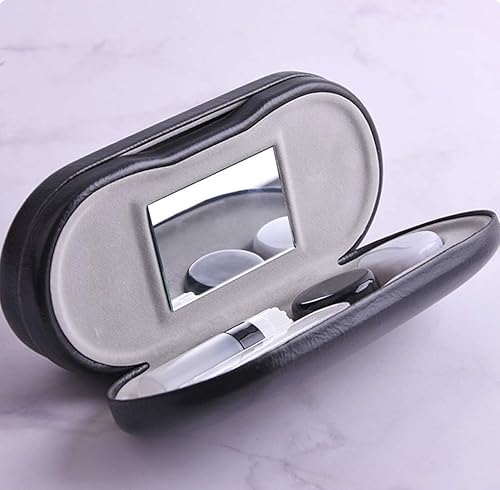 Miniatura 4 de Estuche para lentes de contacto 2 en 1 con espejo, estuche portátil de doble cara para lentes - Pinzas y aplicador incluidos, perfecto para viajes