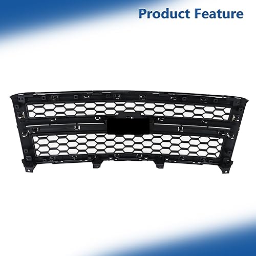 Miniatura 5 de Silscvtt Parachoques delantero parrilla superior cromado marco y panal negro estilo panal de repuesto para Silverado 1500 2014-2015
