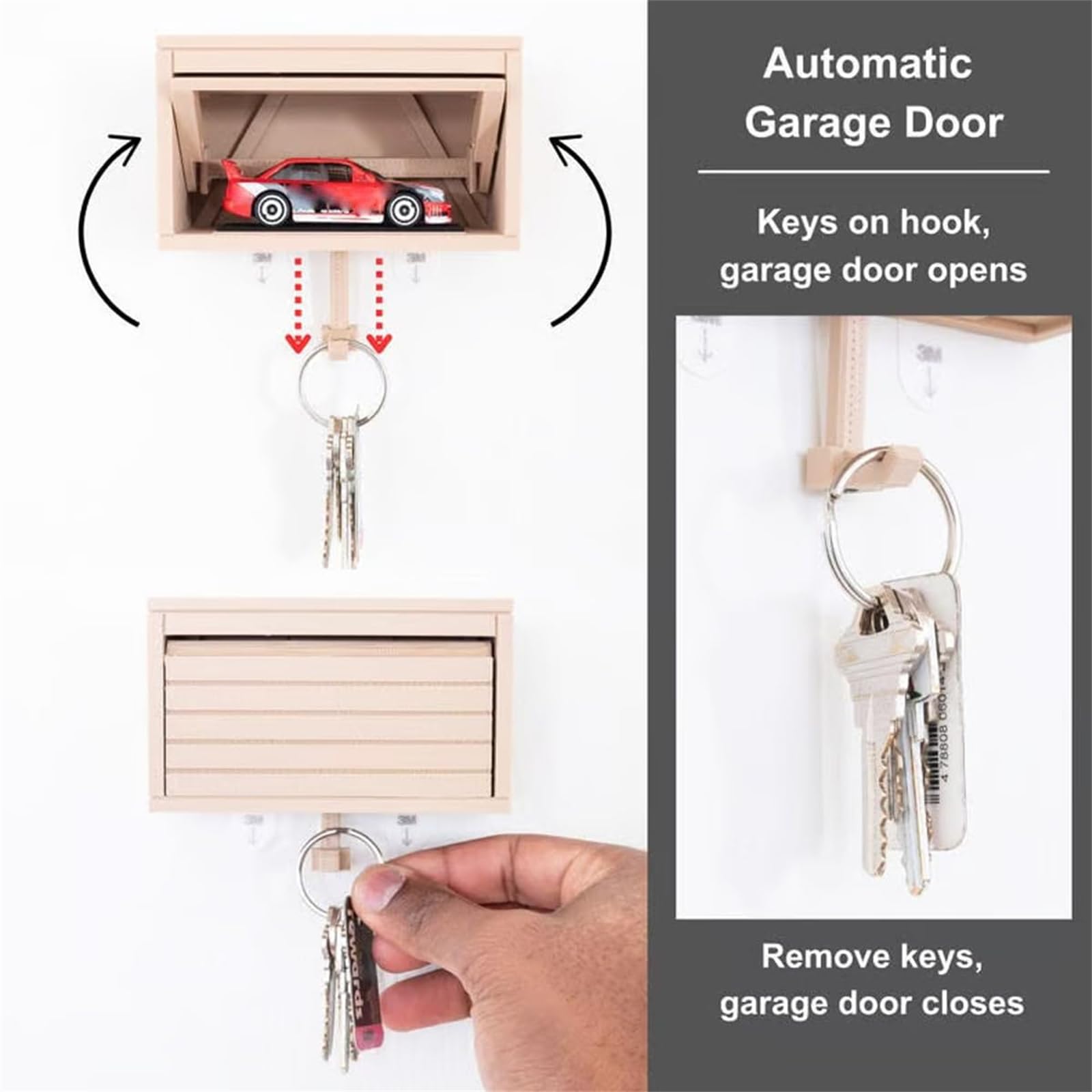Portachiavi Da Parete A Forma Di Garage - Design 3D Con Porta Apribile
