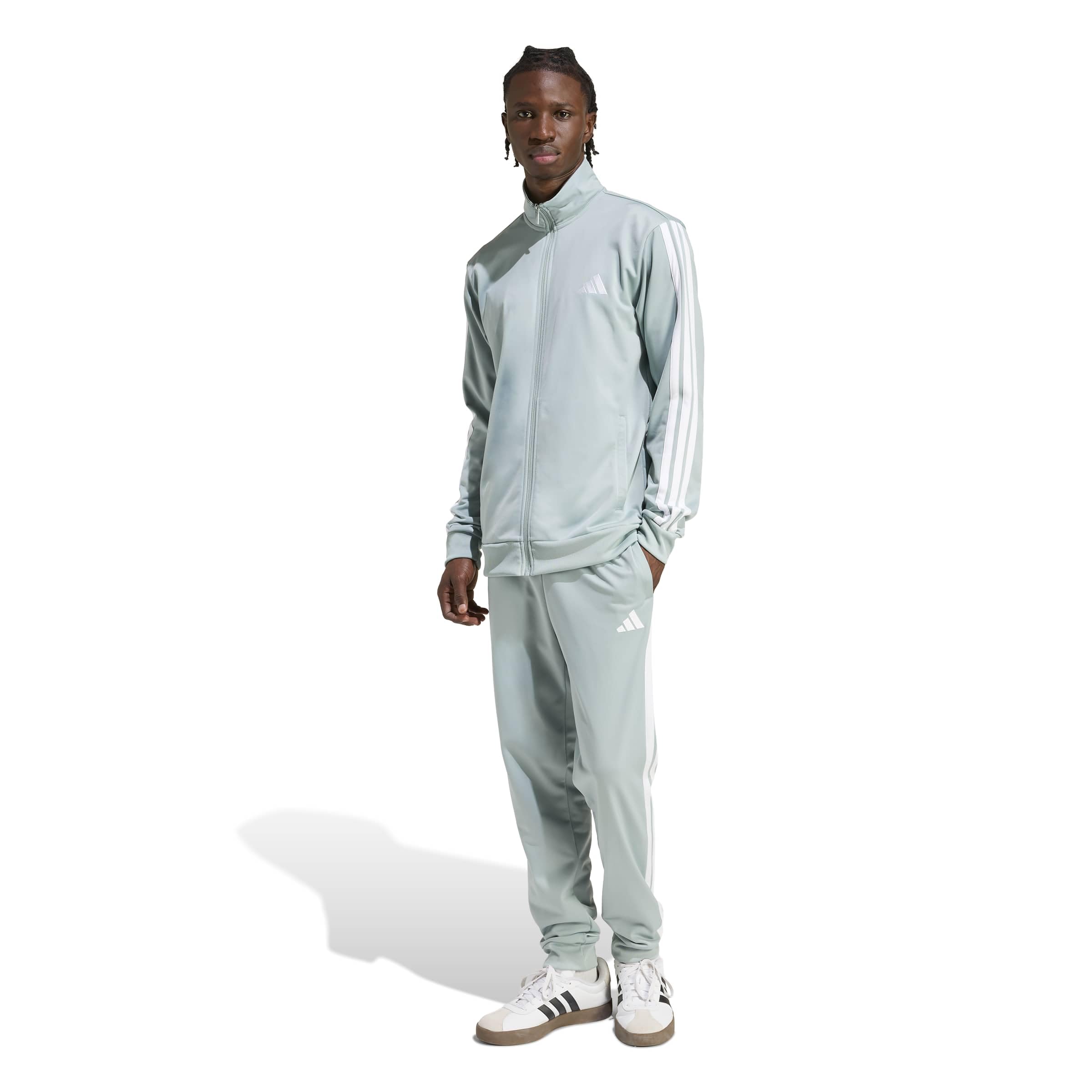 adidas Homme SPORTSWEAR BASIC 3 STRIPES TRICOT TRACKSUIT, Wonder Sage, M