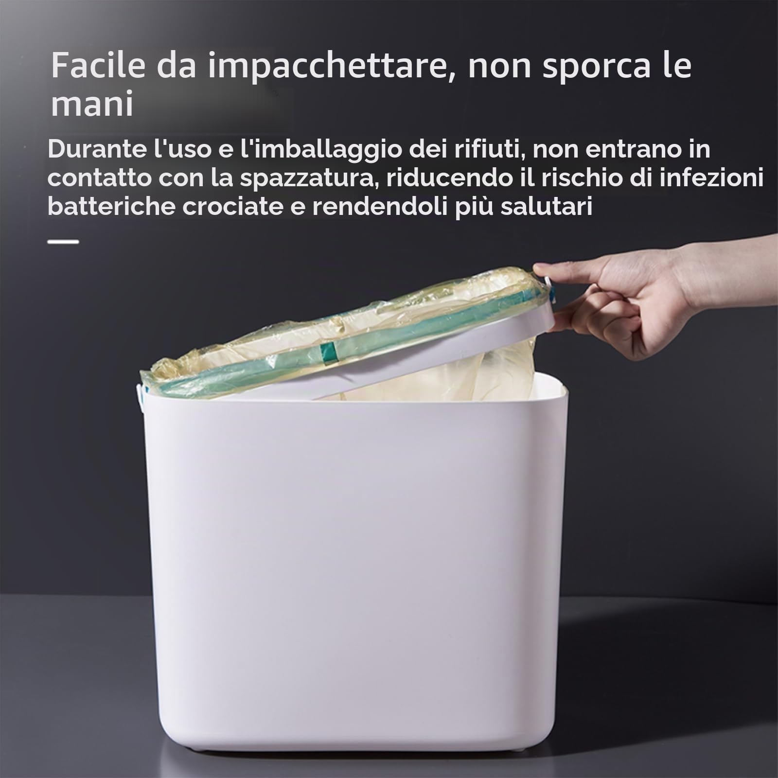 Cestino da Bagno con Coperchio Pattumiera Automatica Impermeabile, Cestino Intelligente Sottile da 12 L, Pattumiera Stretta con Sensore di Movimento e Sacchi la Spazzatura, per Cucina, Bianco