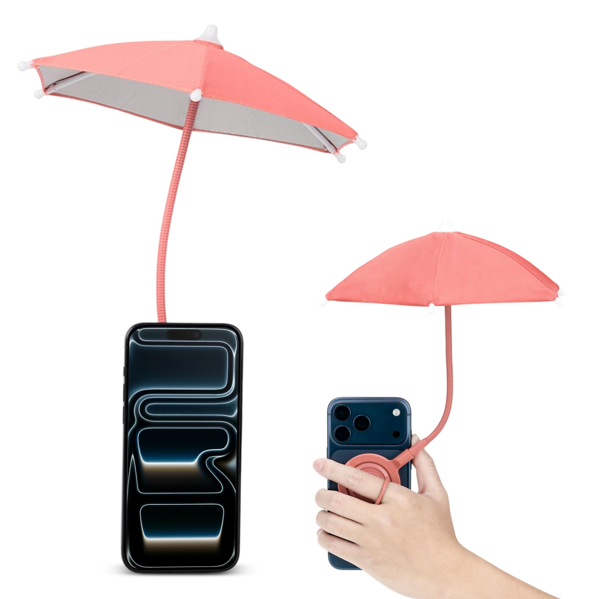 Kiorafoto Phone Umbrella for Sun, Magnetic Cellphone SunShade Shield Umbrella, Universal Phone Sun Blocker Cover Visor for Beach Pool Outdoor Tiktok YouTube Video Photo Watching Shooting Anti-Glare