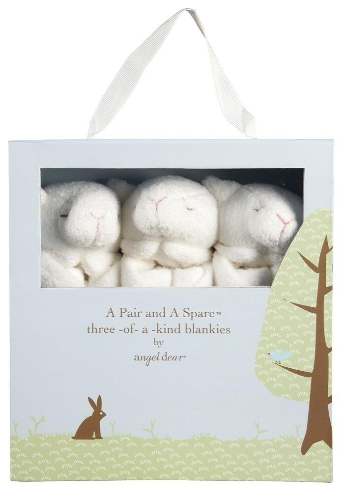 ANGEL DEAR Pair and a Spare 3 Piece Blanket Set, White Lamb