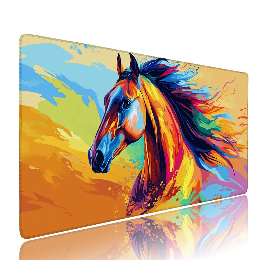 Tappetino Mouse Gaming xxl Accessori Scrivania Ufficio Colore Cavallo Grande Tappetino Mouse e Tastiera Sottomano da Scrivania 1200x600x3mm Base Antiscivolo, per PC Gamer Laptop Studio Casa d-152