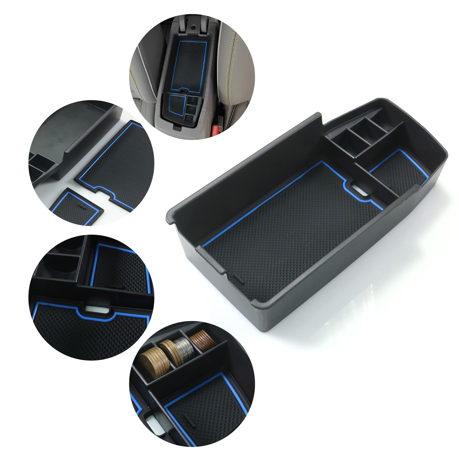 YEE PINYEE PIN 2024 Bolt EV Tray Bolt EV Center Console Tray Bolt EV 2023 Bolt EV Center Console Organizer 2022 Bolt EV Center Console Organizer 2022 2023 2024 Bolt EV Accessories (Blue)