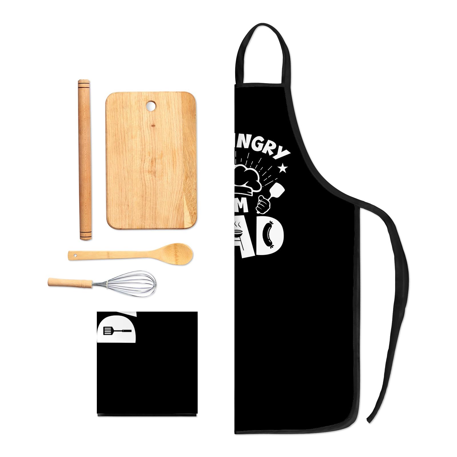 Delantales divertidos para hombre, para hornear, delantales de cocina para hombre, color negro, con texto en inglés "Hi Hungry I'm Dad" para cocinar, regalo para papá, cumpleaños, día del