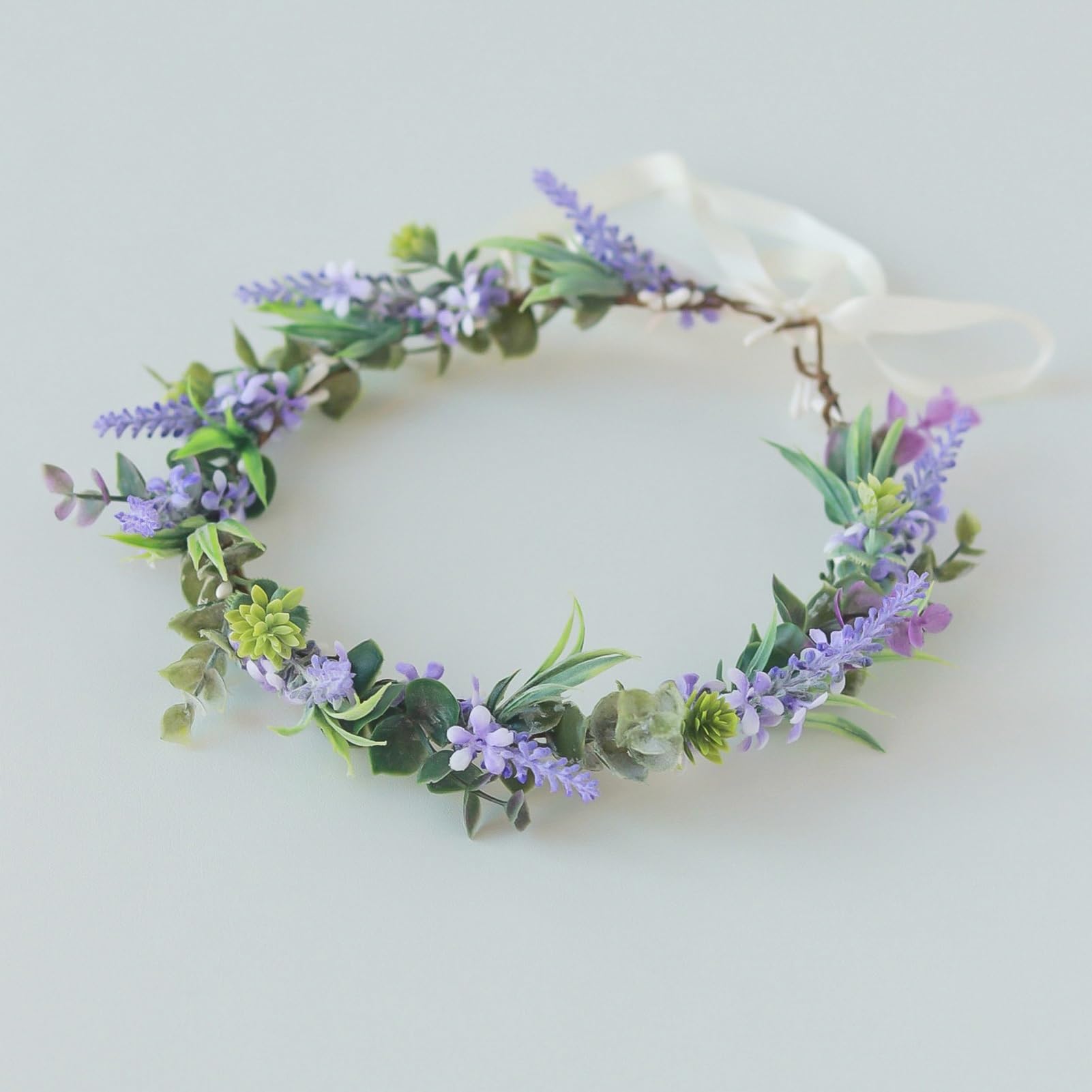 Vividsun Hochzeit Grünes Blatt Blumen Krone Boho Braut Blumenkrone Mutterschaft Foto Requisiten Kopfschmuck - Violett - Einheitsgröße