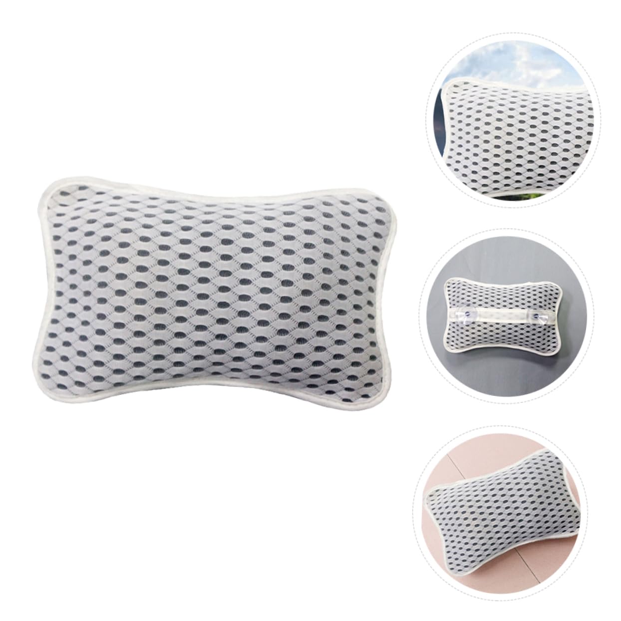 3 Pezzi Cuscino Bagno Antiscivolo Poliestere per Spalle e Adattabile Spa con Ventose Resistenti